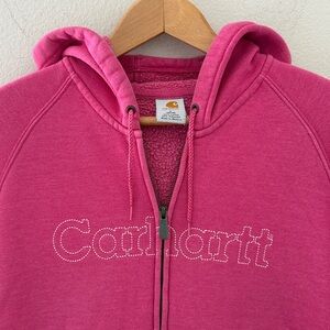 Carhartt Women’s Embroidered Pink Zip-Up Hoodie Size Large